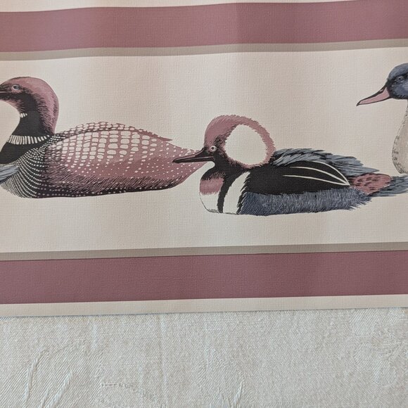 VTG Duck Wallpaper Border 3 Rolls 15yd Mallard Red Cream Canada Dry Strippable - Picture 6 of 7